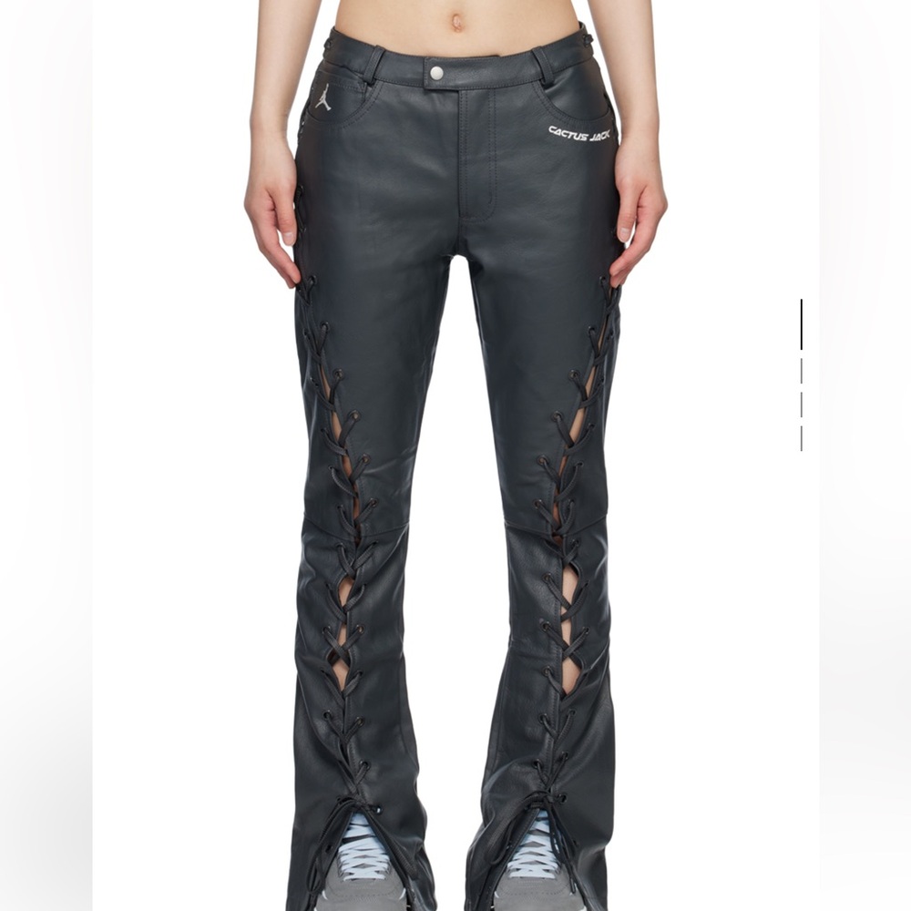 Jordan x Cactus Jack Black Lace-Up Leather Pants